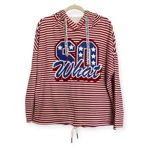 Women’s So What Red & White Striped Hoodie Size M